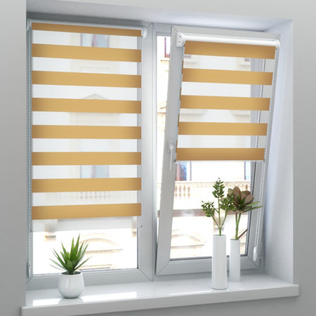 Рулонные шторы зебра светло-коричневые